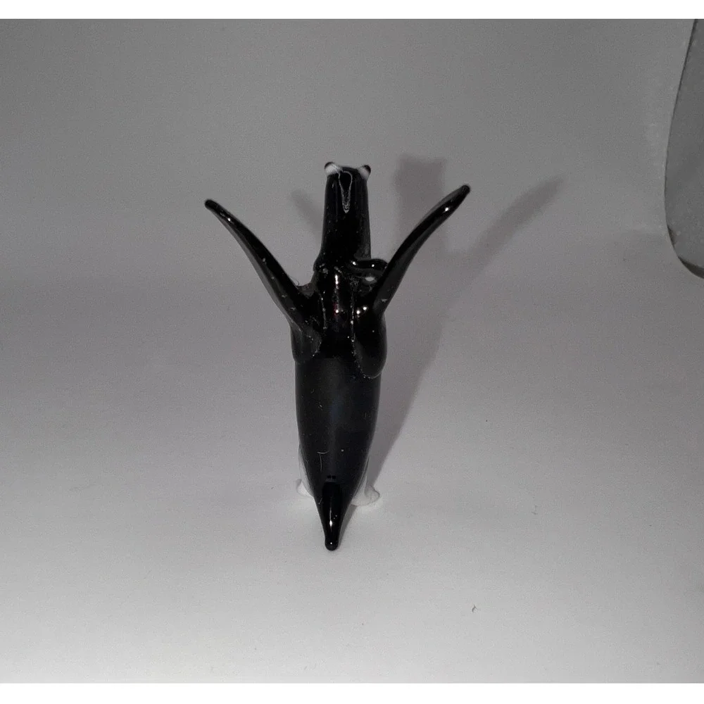 Vintage Hand-Blown Miniature Glass Penguin Figurine Trinket Shelf Tiny Animals